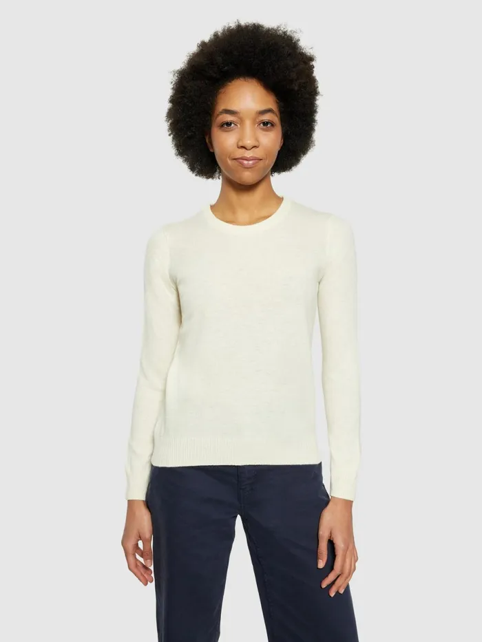 KnowledgeCotton Apparel Knits Lambswool Crew Neck Buttercream 8211 Women KnowledgeCotton Apparel Knits Lambswool Crew Neck Buttercream 8211 Women