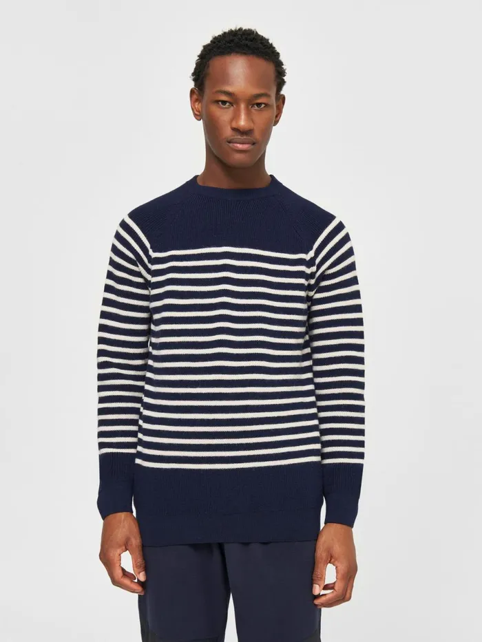 KnowledgeCotton Apparel Knits Oneck Merino Wool Rib Knit Total Eclipse 8211 Men KnowledgeCotton Apparel Knits Oneck Merino Wool Rib Knit Total Eclipse 8211 Men