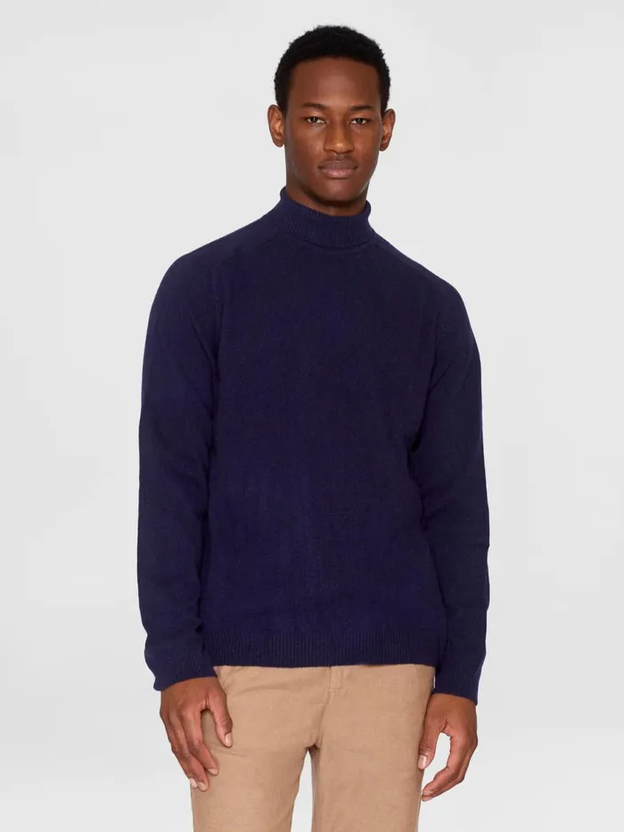 KnowledgeCotton Apparel Knits Roll Neck Knit Total Eclipse 8211 Men KnowledgeCotton Apparel Knits Roll Neck Knit Total Eclipse 8211 Men