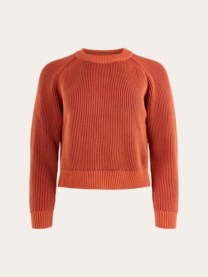 KnowledgeCotton Apparel Knits Two Tone Rib Crew Neck Autumn Leaf 8211 Women