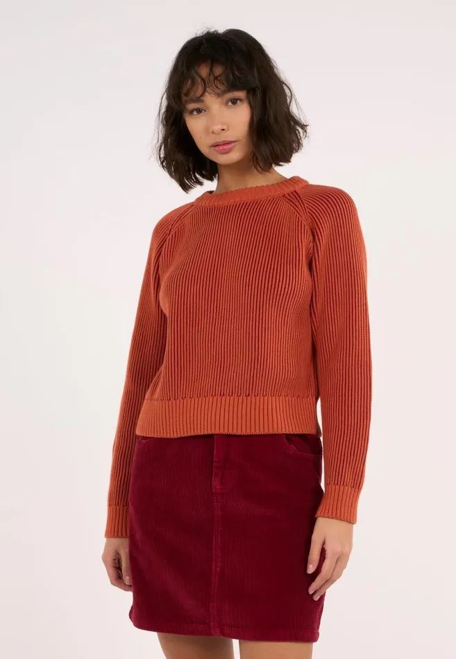 KnowledgeCotton Apparel Knits Two Tone Rib Crew Neck Autumn Leaf 8211 Women KnowledgeCotton Apparel Knits Two Tone Rib Crew Neck Autumn Leaf 8211 Women