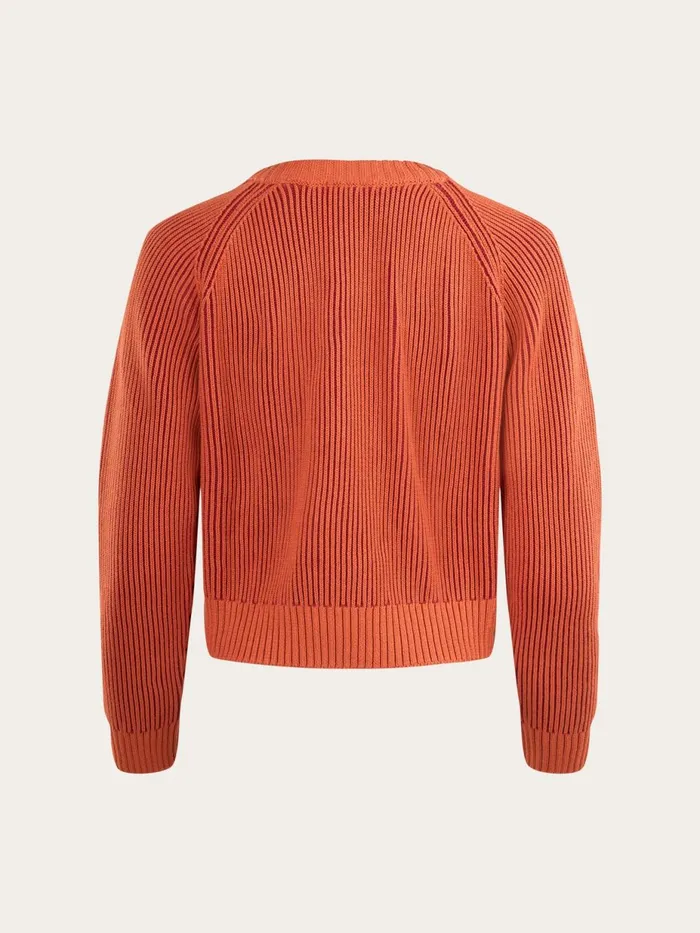 KnowledgeCotton Apparel Knits Two Tone Rib Crew Neck Autumn Leaf 8211 Women KnowledgeCotton Apparel Knits Two Tone Rib Crew Neck Autumn Leaf 8211 Women