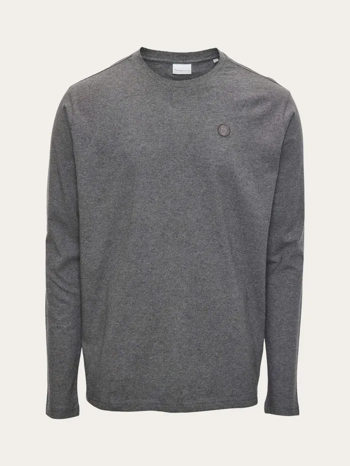 KnowledgeCotton Apparel Long Sleeves Badge Long Sleeve Dark Grey Melange 8211 Men KnowledgeCotton Apparel Long Sleeves Badge Long Sleeve Dark Grey Melange 8211 Men