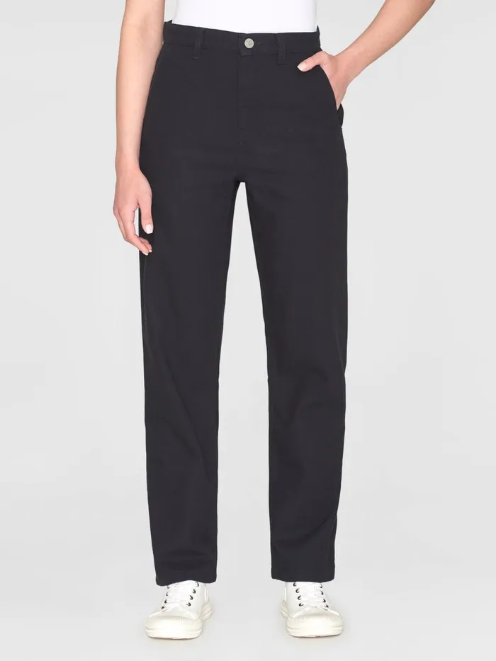 KnowledgeCotton Apparel Pants CALLA Tapered Canvas Pant Black Jet 8211 Women