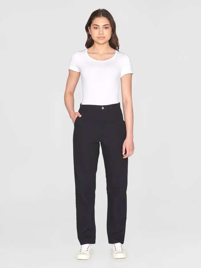 KnowledgeCotton Apparel Pants CALLA Tapered Canvas Pant Black Jet 8211 Women