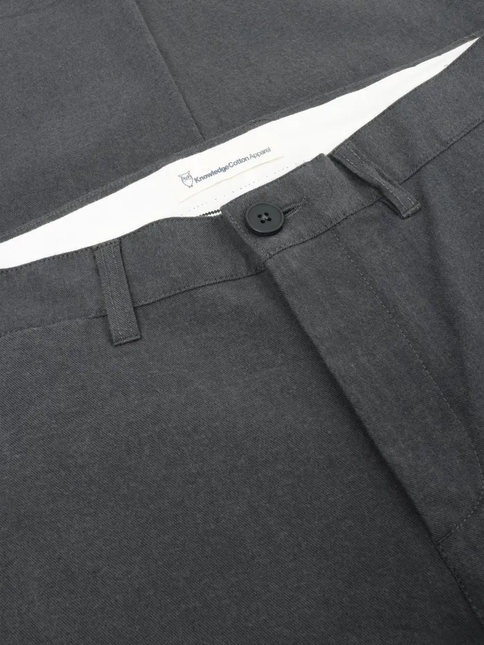 KnowledgeCotton Apparel Pants CHUCK Regular Flannel Chino Pants Gray Pinstripe 8211 Men