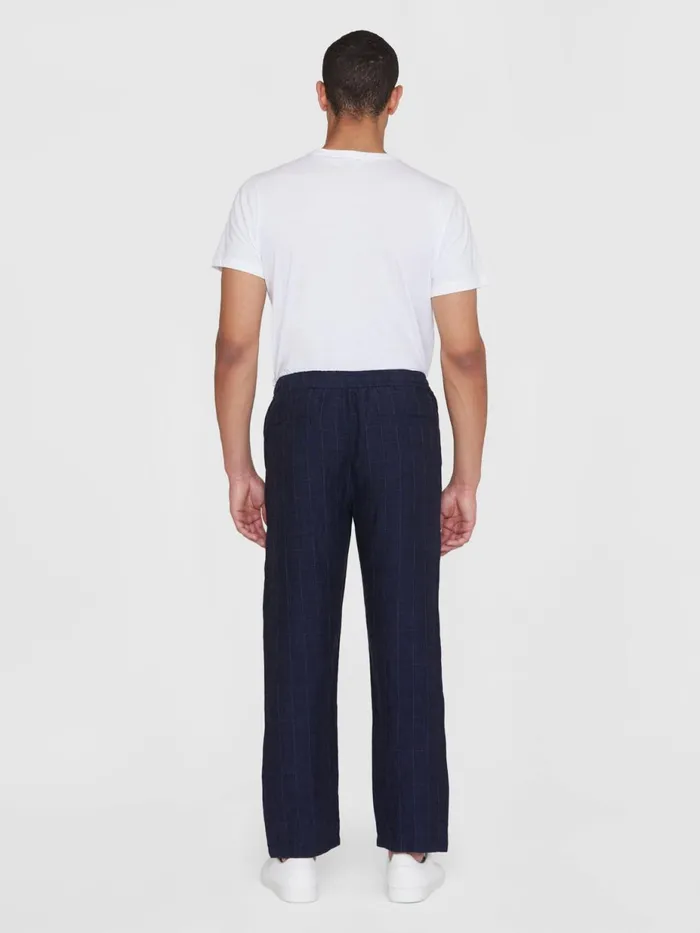 KnowledgeCotton Apparel Pants FIG Loose Checked Linen Pants Gotsvegan 8211 Men