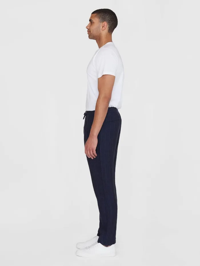 KnowledgeCotton Apparel Pants FIG Loose Checked Linen Pants Gotsvegan 8211 Men