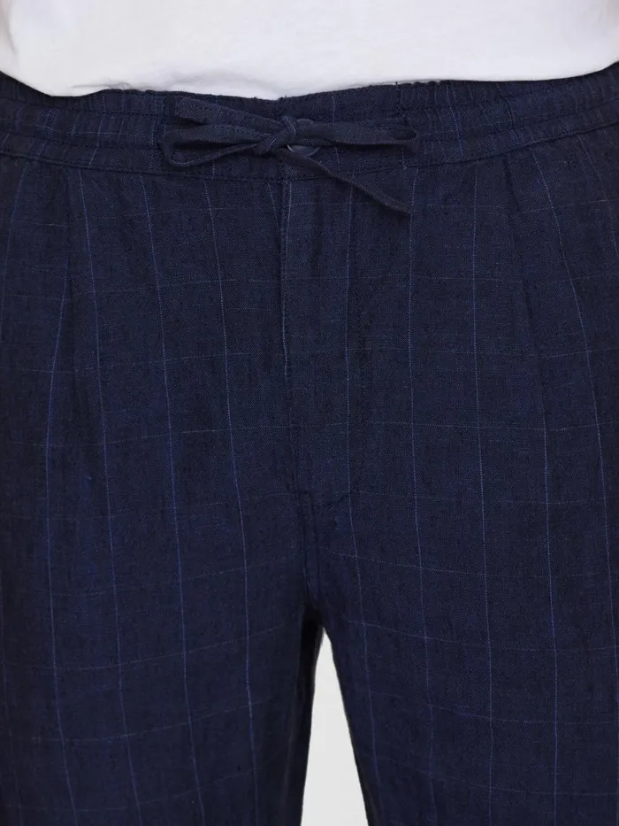 KnowledgeCotton Apparel Pants FIG Loose Checked Linen Pants Gotsvegan 8211 Men