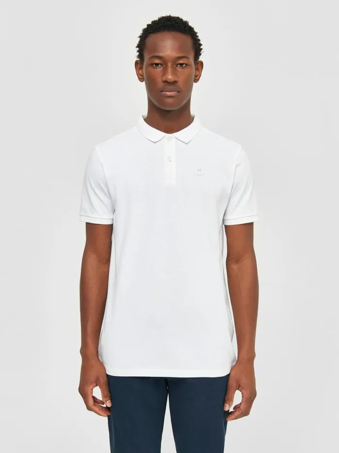 KnowledgeCotton Apparel Polo Shirts Basic Badge Polo Bright White 8211 Men KnowledgeCotton Apparel Polo Shirts Basic Badge Polo Bright White 8211 Men