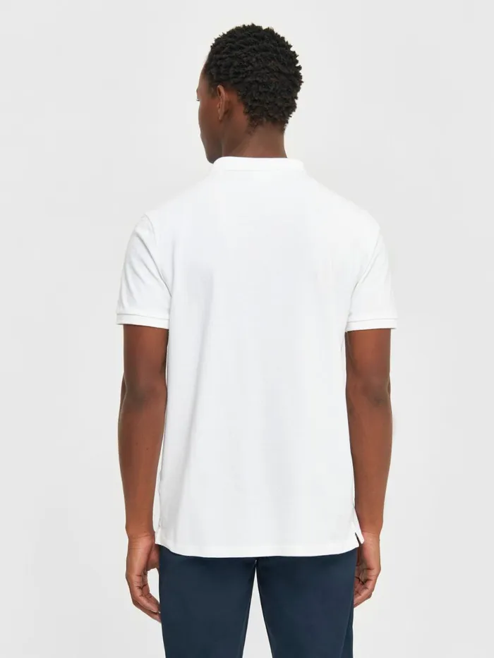 KnowledgeCotton Apparel Polo Shirts Basic Badge Polo Bright White 8211 Men KnowledgeCotton Apparel Polo Shirts Basic Badge Polo Bright White 8211 Men