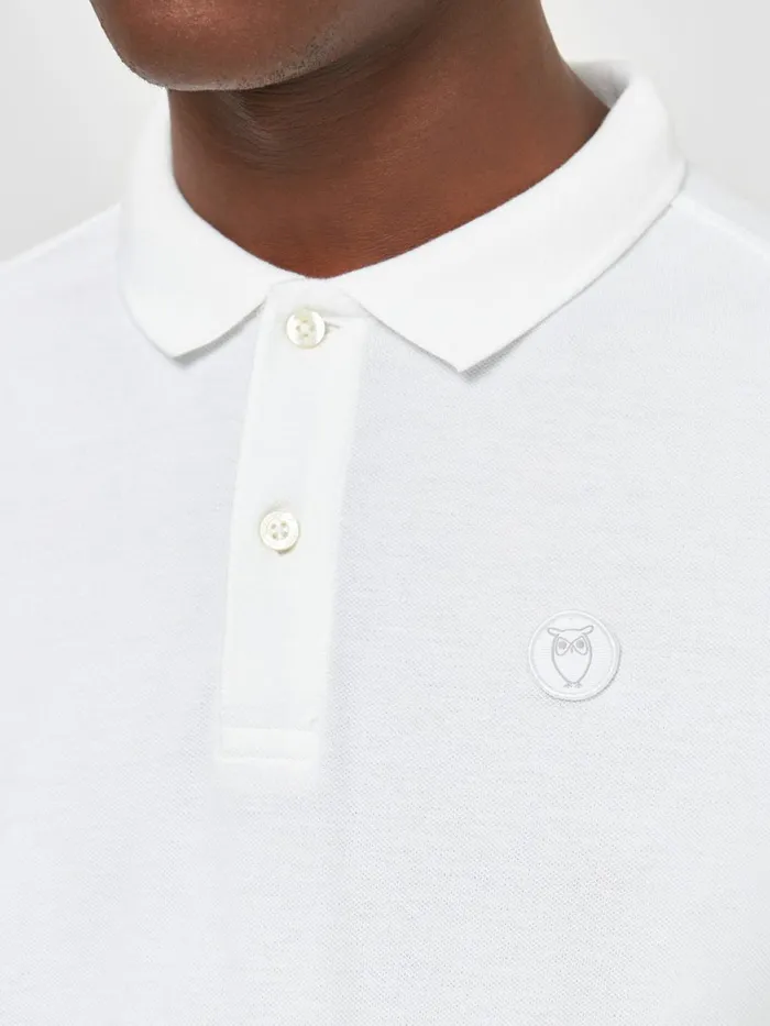 KnowledgeCotton Apparel Polo Shirts Basic Badge Polo Bright White 8211 Men KnowledgeCotton Apparel Polo Shirts Basic Badge Polo Bright White 8211 Men