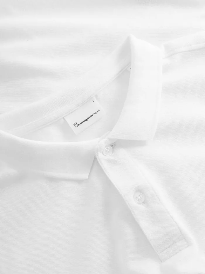 KnowledgeCotton Apparel Polo Shirts Basic Badge Polo Bright White 8211 Men KnowledgeCotton Apparel Polo Shirts Basic Badge Polo Bright White 8211 Men