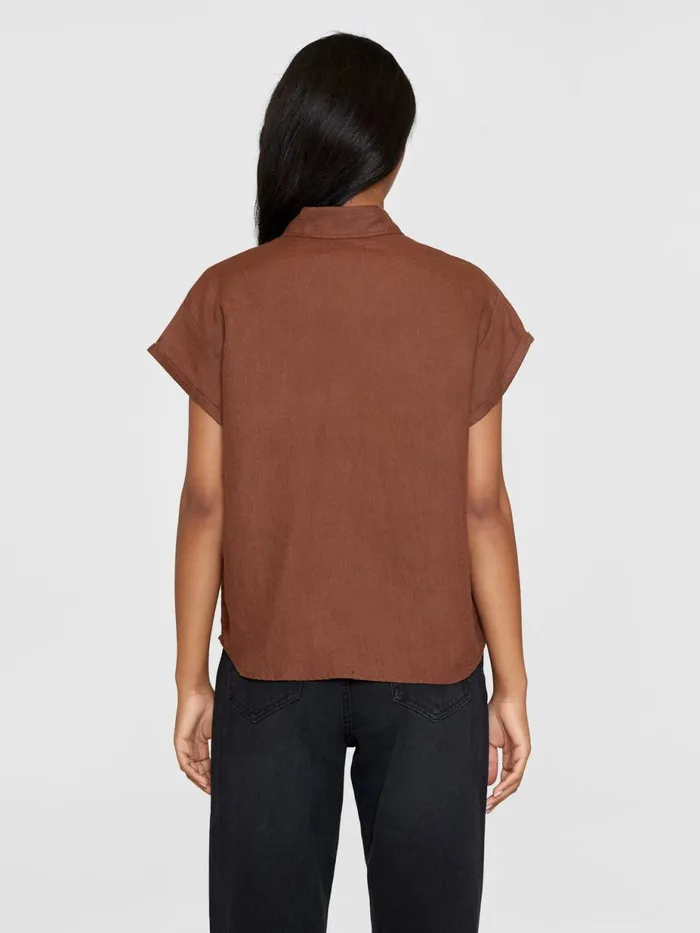 KnowledgeCotton Apparel Shirts ASTER Fold Up Short Sleeve Linen Shirt Tiramisu 8211 Women KnowledgeCotton Apparel Shirts ASTER Fold Up Short Sleeve Linen Shirt Tiramisu 8211 Women