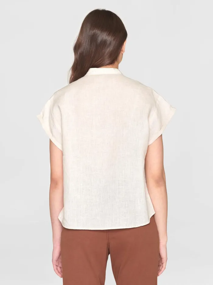 KnowledgeCotton Apparel Shirts Collar Stand Short Sleeve Linen Shirt Light Feather Gray 8211 Women KnowledgeCotton Apparel Shirts Collar Stand Short Sleeve Linen Shirt Light Feather Gray 8211 Women