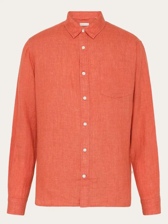 KnowledgeCotton Apparel Shirts Custom Fit Linen Shirt Langoustino 8211 Men