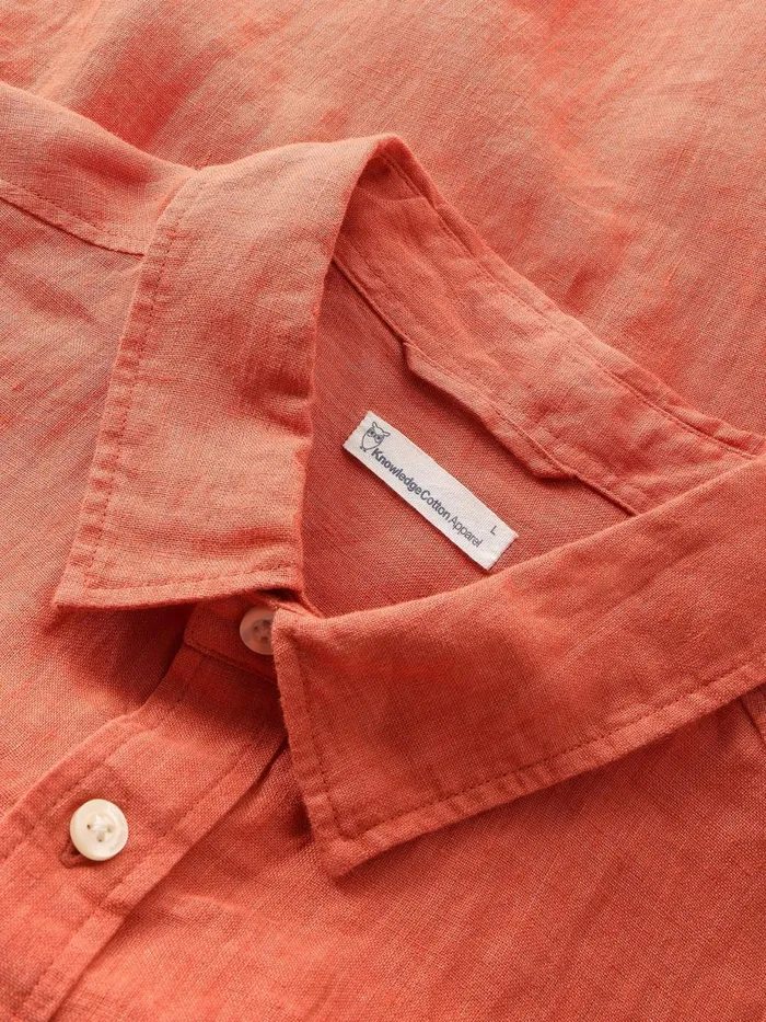 KnowledgeCotton Apparel Shirts Custom Fit Linen Shirt Langoustino 8211 Men KnowledgeCotton Apparel Shirts Custom Fit Linen Shirt Langoustino 8211 Men