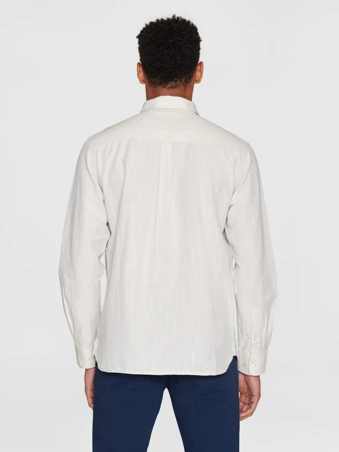 KnowledgeCotton Apparel Shirts Custom Fit Linen Shirt Light Feather Gray 8211 Men KnowledgeCotton Apparel Shirts Custom Fit Linen Shirt Light Feather Gray 8211 Men