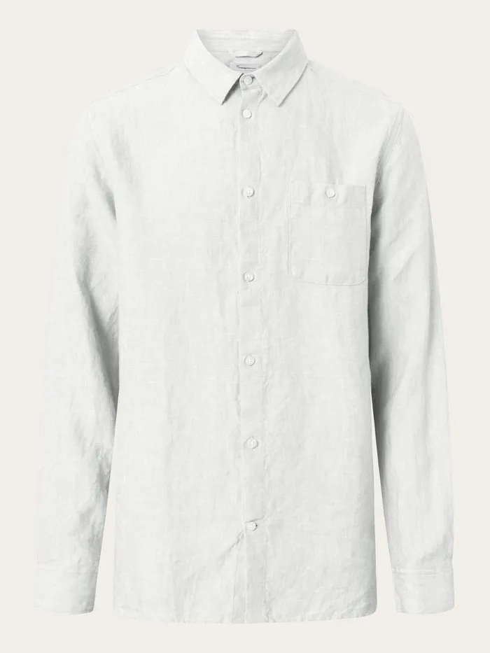 KnowledgeCotton Apparel Shirts Linen Custom Fit LS Shirt Bright White 8211 Men KnowledgeCotton Apparel Shirts Linen Custom Fit LS Shirt Bright White 8211 Men