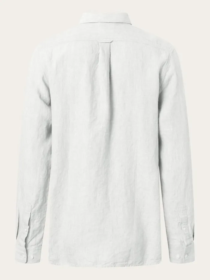 KnowledgeCotton Apparel Shirts Linen Custom Fit LS Shirt Bright White 8211 Men