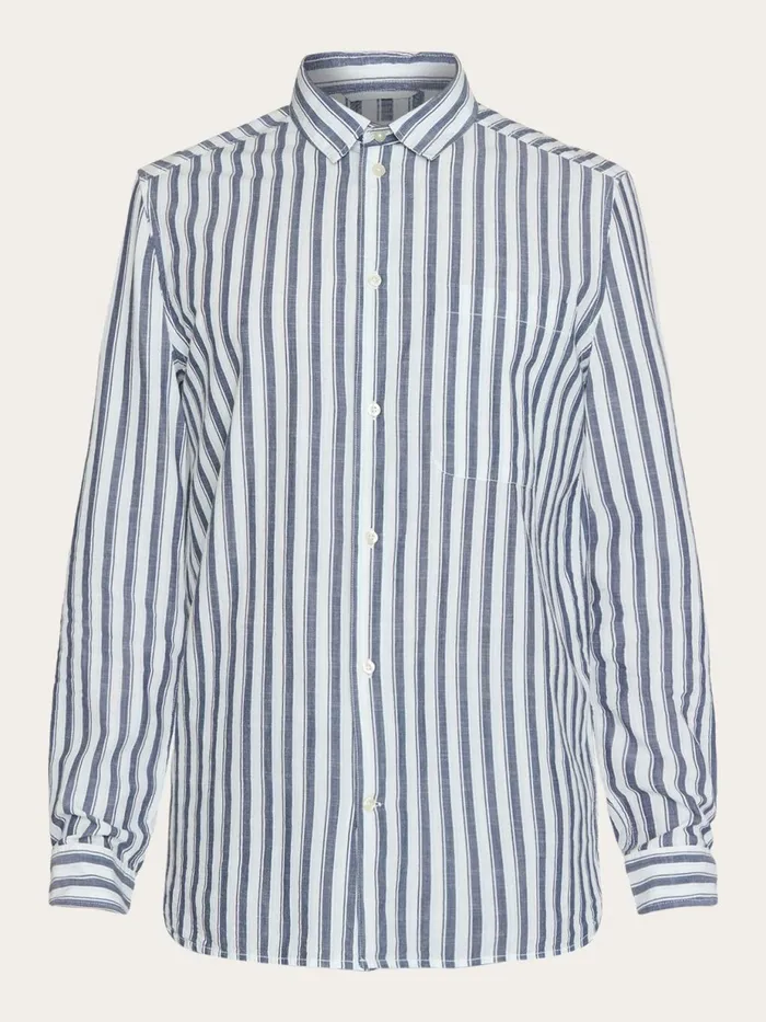 KnowledgeCotton Apparel Shirts Loose Striped Slub Shirt Gotsvegan 8211 Men