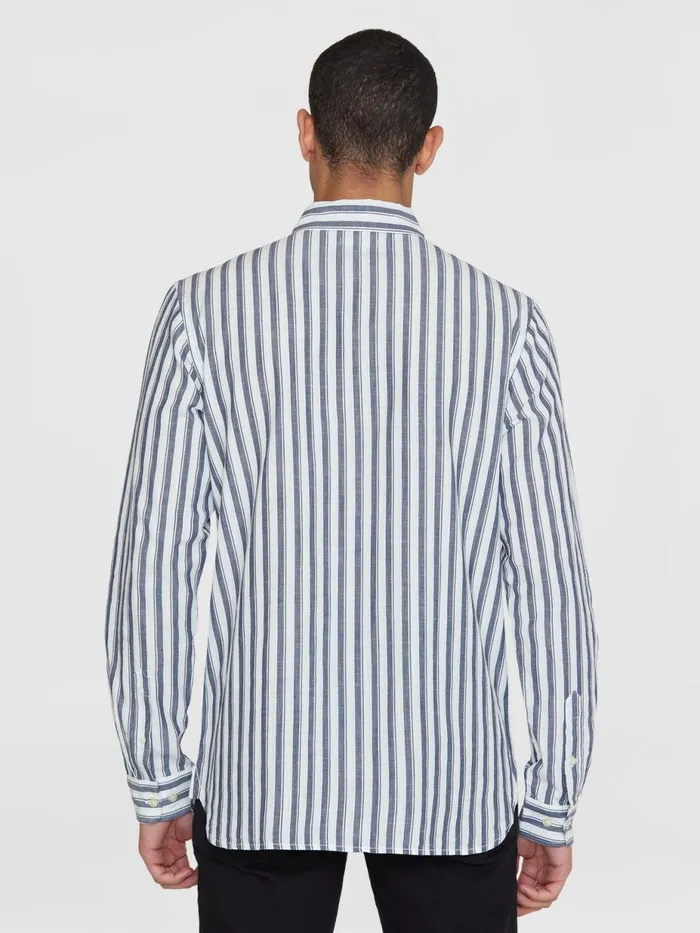 KnowledgeCotton Apparel Shirts Loose Striped Slub Shirt Gotsvegan 8211 Men KnowledgeCotton Apparel Shirts Loose Striped Slub Shirt Gotsvegan 8211 Men