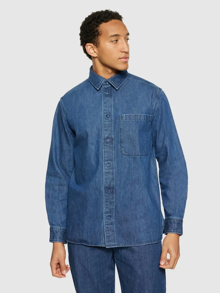 KnowledgeCotton Apparel Shirts Organic Cotton Natural Indigo Denim Shirt GOTS Dark Blue Denim 8211 Men KnowledgeCotton Apparel Shirts Organic Cotton Natural Indigo Denim Shirt GOTS Dark Blue Denim 8211 Men