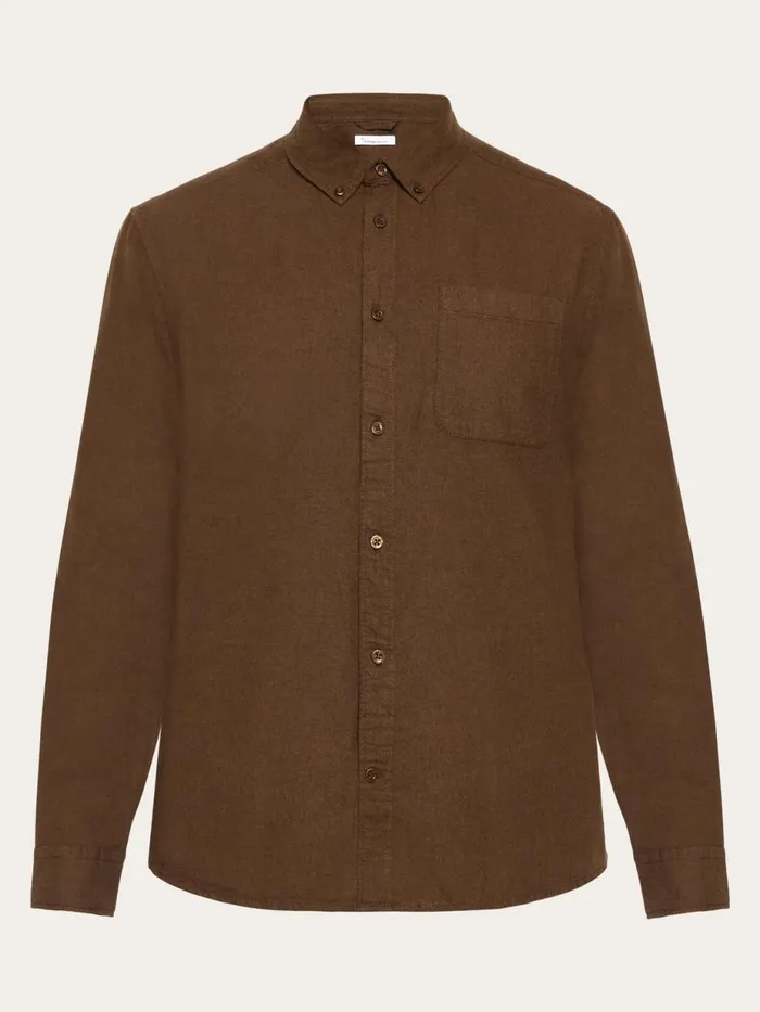 KnowledgeCotton Apparel Shirts Regular Fit Melang Flannel Shirt Demitasse brown 8211 Men KnowledgeCotton Apparel Shirts Regular Fit Melang Flannel Shirt Demitasse brown 8211 Men