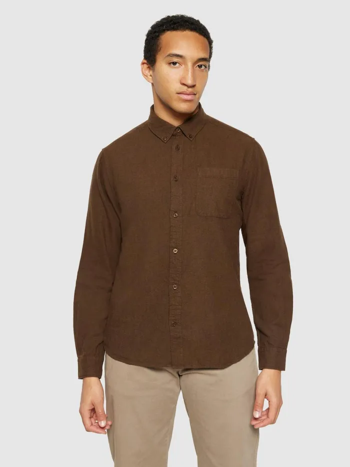 KnowledgeCotton Apparel Shirts Regular Fit Melang Flannel Shirt Demitasse brown 8211 Men KnowledgeCotton Apparel Shirts Regular Fit Melang Flannel Shirt Demitasse brown 8211 Men