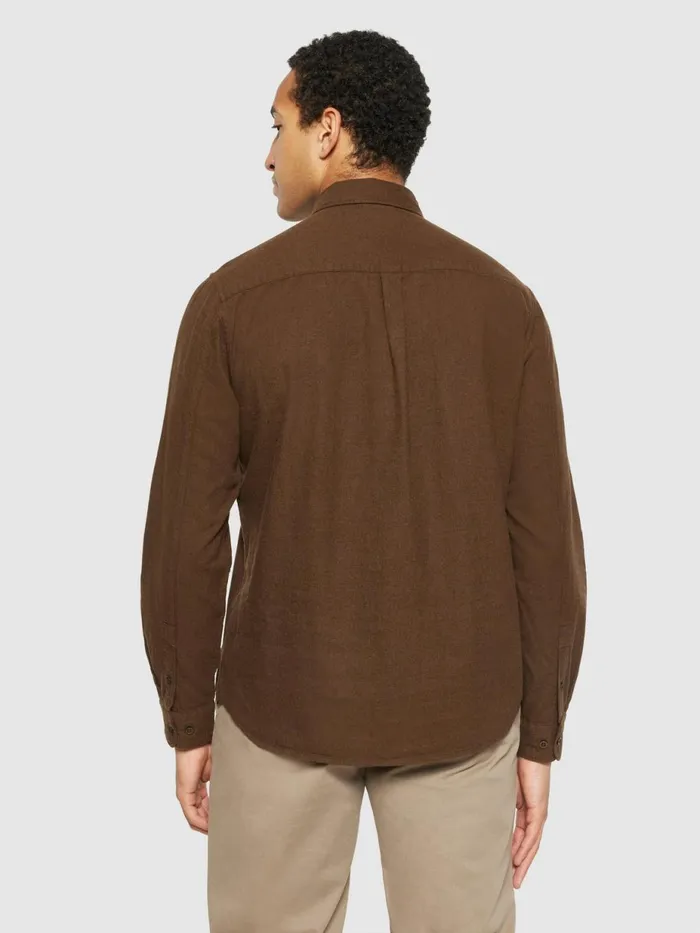 KnowledgeCotton Apparel Shirts Regular Fit Melang Flannel Shirt Demitasse brown 8211 Men KnowledgeCotton Apparel Shirts Regular Fit Melang Flannel Shirt Demitasse brown 8211 Men