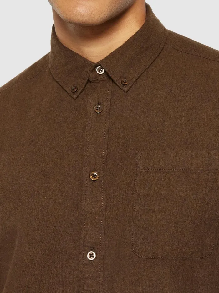 KnowledgeCotton Apparel Shirts Regular Fit Melang Flannel Shirt Demitasse brown 8211 Men KnowledgeCotton Apparel Shirts Regular Fit Melang Flannel Shirt Demitasse brown 8211 Men