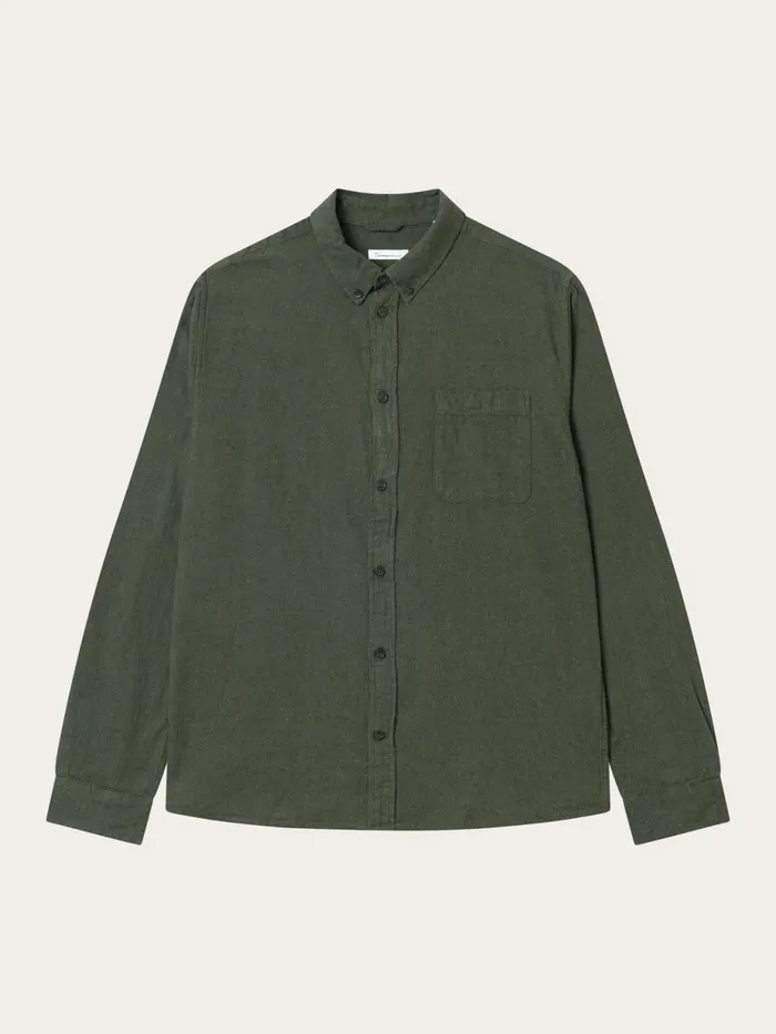 KnowledgeCotton Apparel Shirts Regular Fit Melang Flannel Shirt Forrest Night 8211 Men KnowledgeCotton Apparel Shirts Regular Fit Melang Flannel Shirt Forrest Night 8211 Men