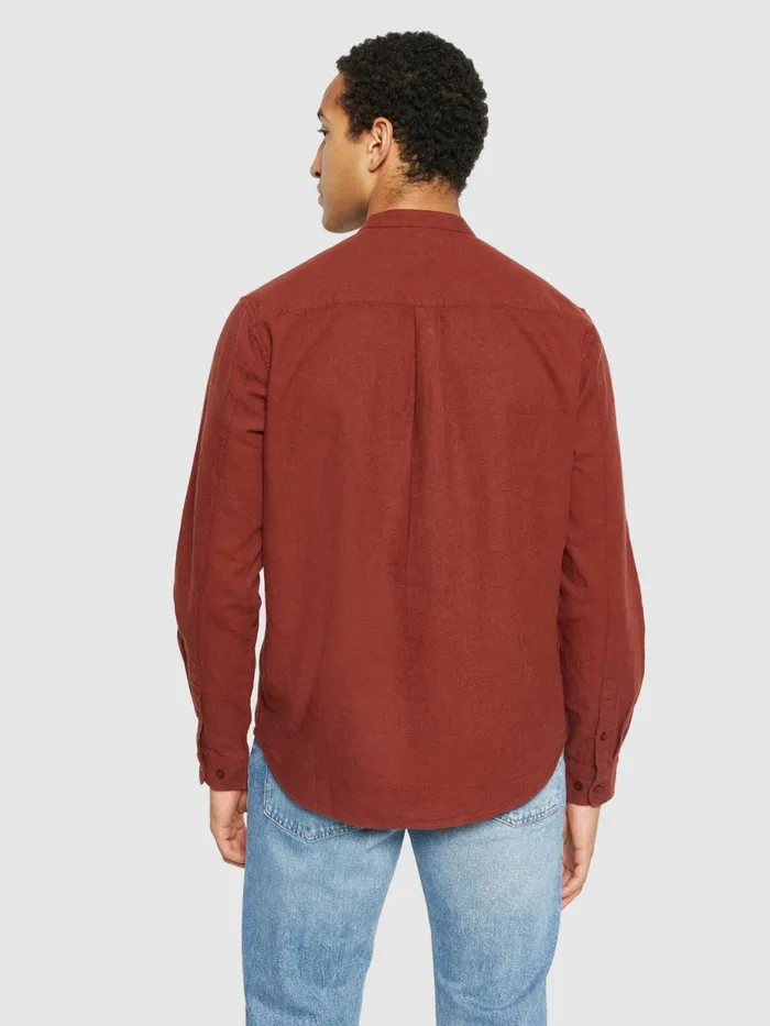 KnowledgeCotton Apparel Shirts Regular Fit Melang Flannel Stand Collar Shirt Fired Brick 8211 Men KnowledgeCotton Apparel Shirts Regular Fit Melang Flannel Stand Collar Shirt Fired Brick 8211 Men