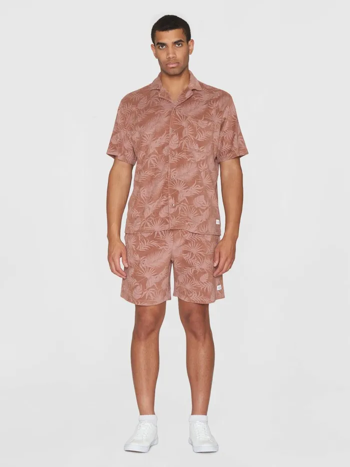 KnowledgeCotton Apparel Shirts Terry Loose Printed Short Sleeve Shirt Brown 8211 Men KnowledgeCotton Apparel Shirts Terry Loose Printed Short Sleeve Shirt Brown 8211 Men