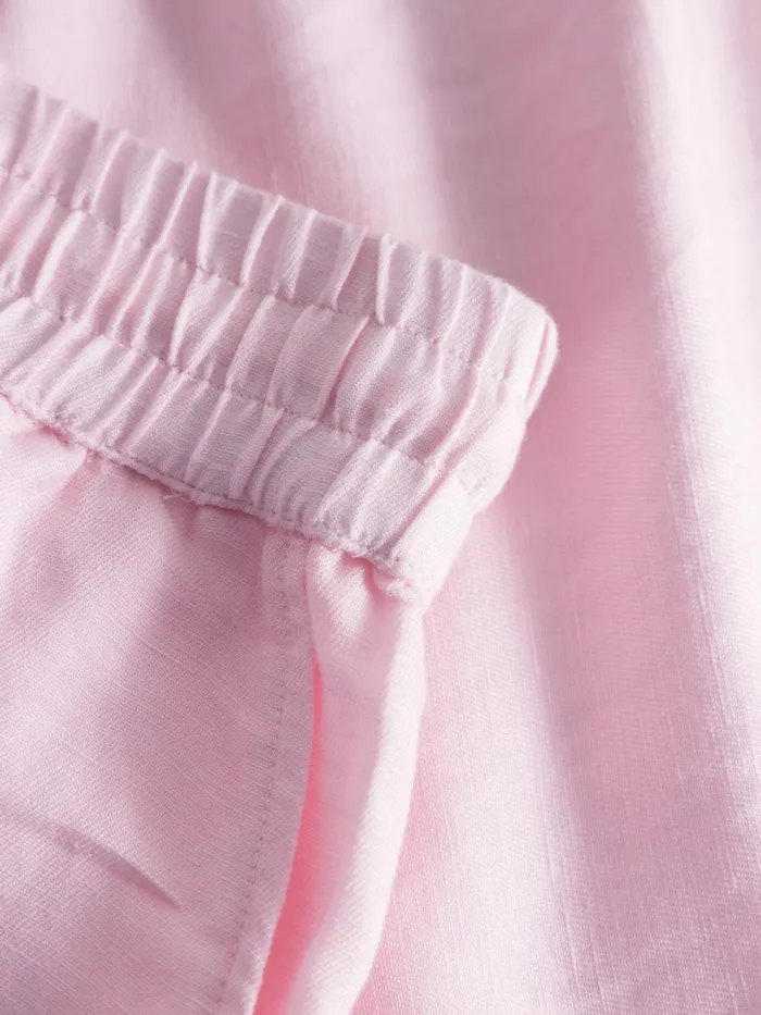 KnowledgeCotton Apparel Shorts Linen Mix Elastic Waist Shorts Parfait Pink 8211 Women KnowledgeCotton Apparel Shorts Linen Mix Elastic Waist Shorts Parfait Pink 8211 Women