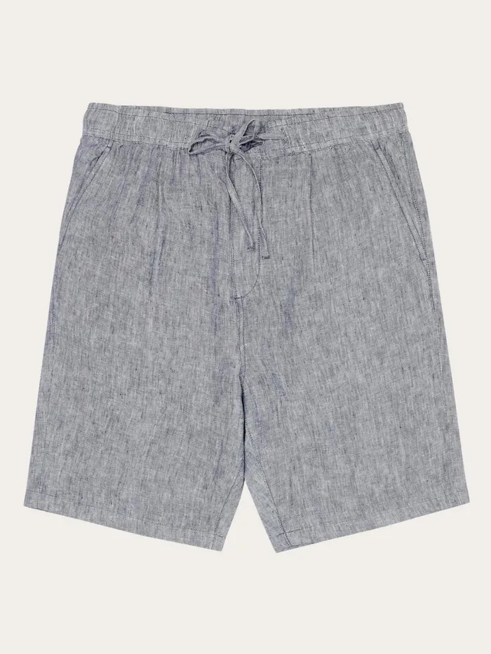 KnowledgeCotton Apparel Shorts Loose Linen Shorts Vintage Indigo 8211 Men
