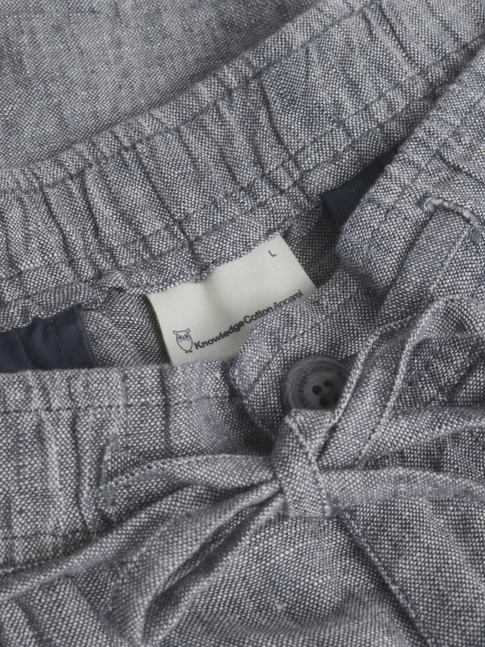 KnowledgeCotton Apparel Shorts Loose Linen Shorts Vintage Indigo 8211 Men
