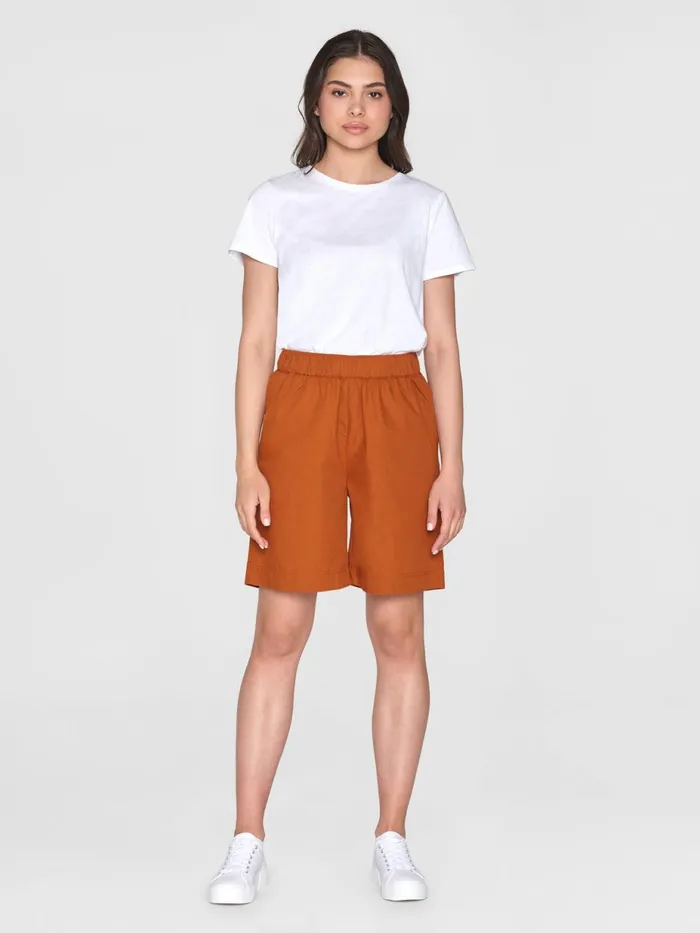 KnowledgeCotton Apparel Shorts Poplin Bermuda Shorts Leather Brown 8211 Women KnowledgeCotton Apparel Shorts Poplin Bermuda Shorts Leather Brown 8211 Women