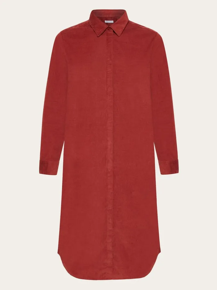 KnowledgeCotton Apparel Skirts And Dresses Corduroy Shirt Dress Fired Brick 8211 Women