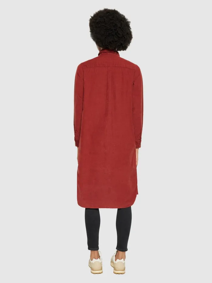 KnowledgeCotton Apparel Skirts And Dresses Corduroy Shirt Dress Fired Brick 8211 Women