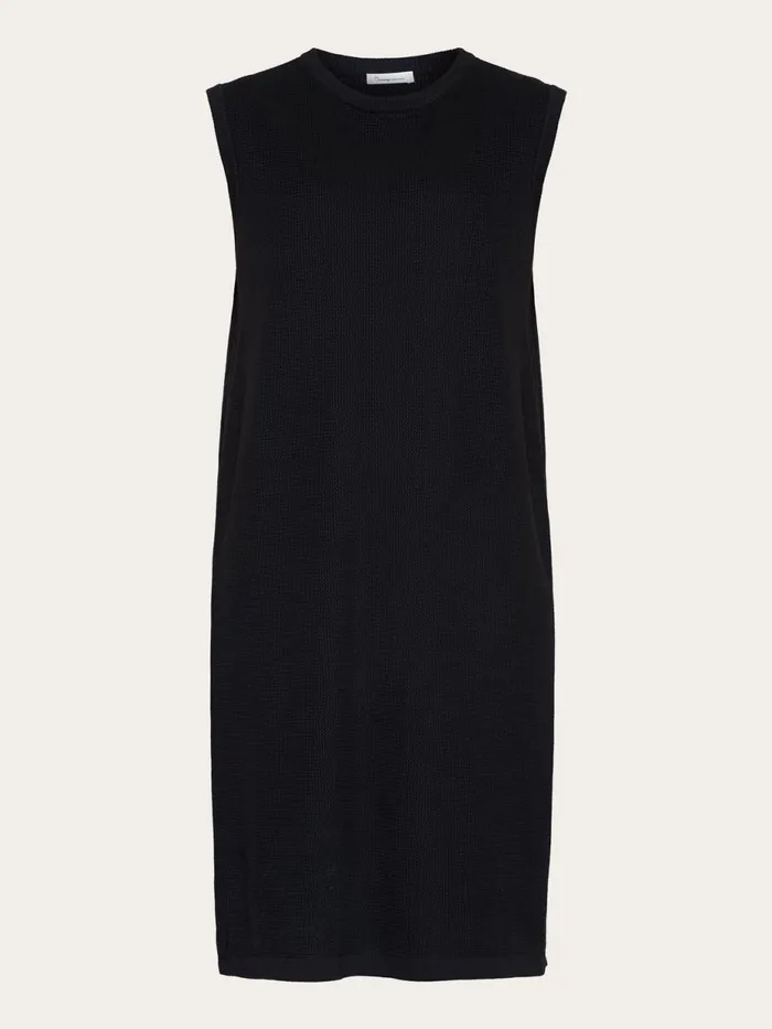 KnowledgeCotton Apparel Skirts And Dresses Racking Stich Mid Lenght Dress GOTSVegan Black Jet 8211 Women