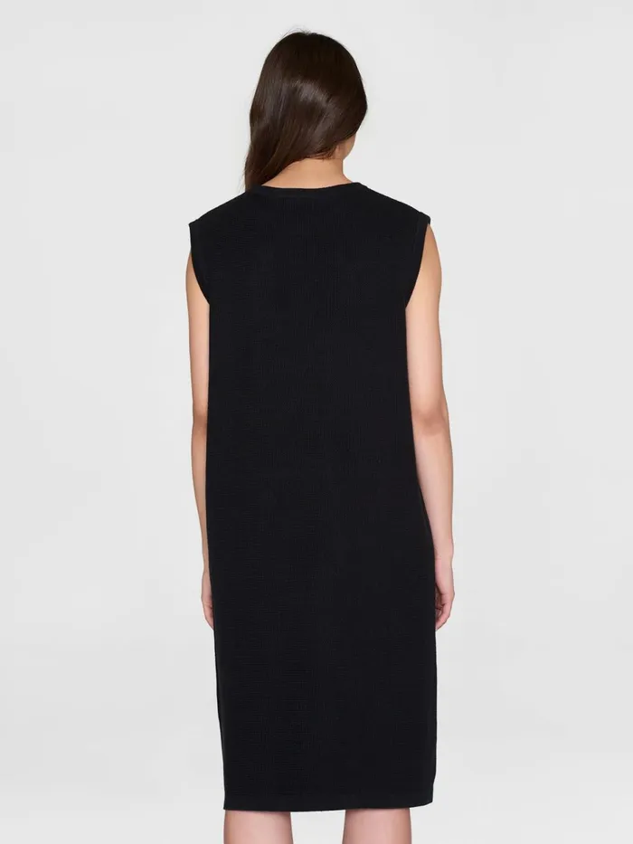 KnowledgeCotton Apparel Skirts And Dresses Racking Stich Mid Lenght Dress GOTSVegan Black Jet 8211 Women KnowledgeCotton Apparel Skirts And Dresses Racking Stich Mid Lenght Dress GOTSVegan Black Jet 8211 Women