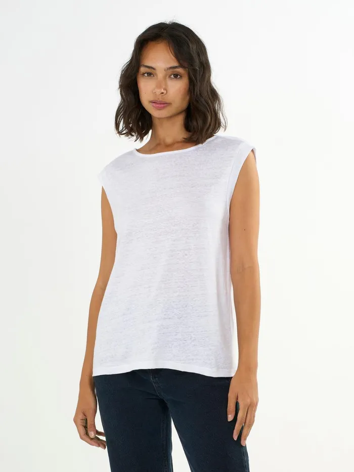 KnowledgeCotton Apparel TShirts And Tops Loose Fold Up Linen Tshirt Bright White 8211 Women KnowledgeCotton Apparel TShirts And Tops Loose Fold Up Linen Tshirt Bright White 8211 Women