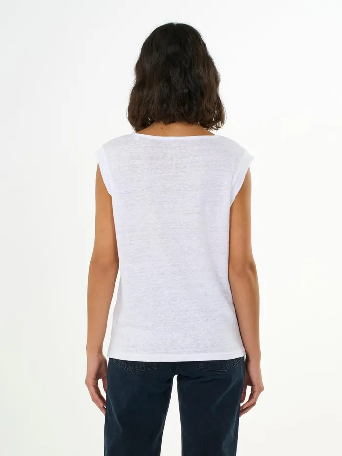 KnowledgeCotton Apparel TShirts And Tops Loose Fold Up Linen Tshirt Bright White 8211 Women KnowledgeCotton Apparel TShirts And Tops Loose Fold Up Linen Tshirt Bright White 8211 Women