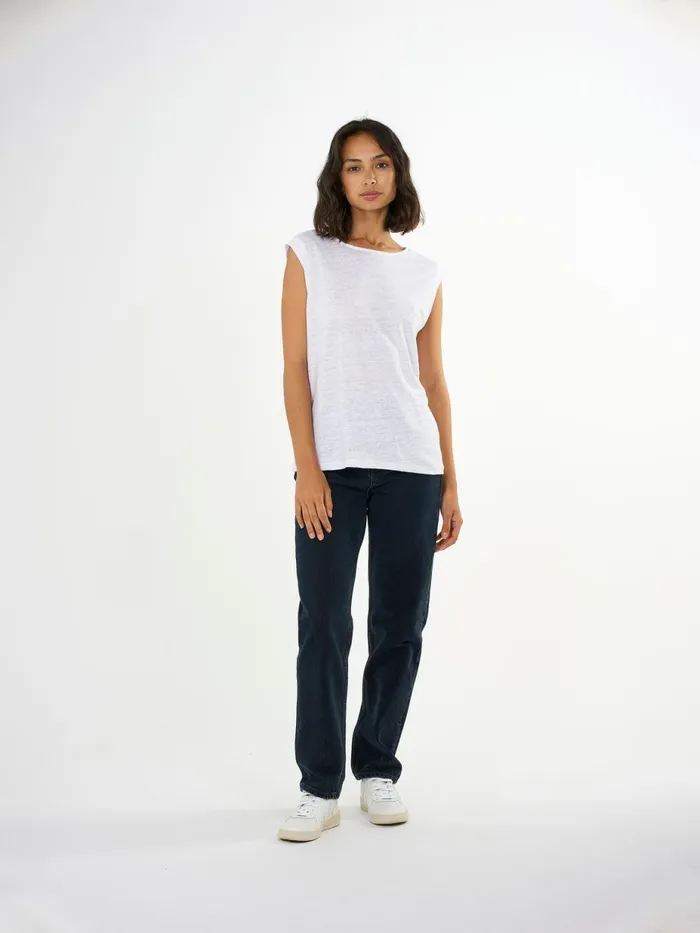 KnowledgeCotton Apparel TShirts And Tops Loose Fold Up Linen Tshirt Bright White 8211 Women KnowledgeCotton Apparel TShirts And Tops Loose Fold Up Linen Tshirt Bright White 8211 Women