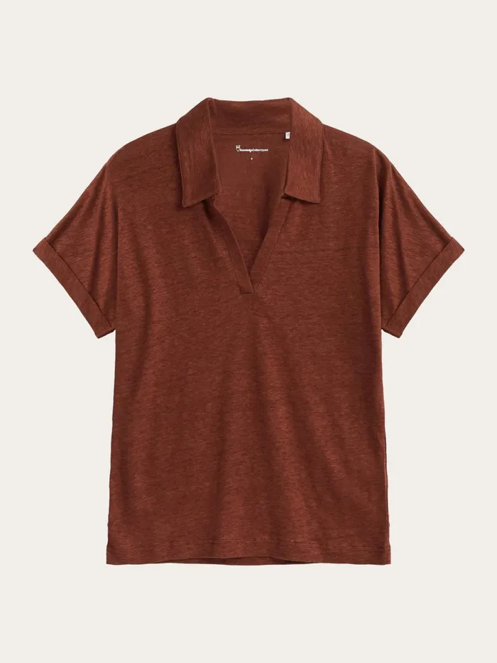 KnowledgeCotton Apparel TShirts And Tops Organic Linen Polo GOTSVegan Tiramisu 8211 Women KnowledgeCotton Apparel TShirts And Tops Organic Linen Polo GOTSVegan Tiramisu 8211 Women