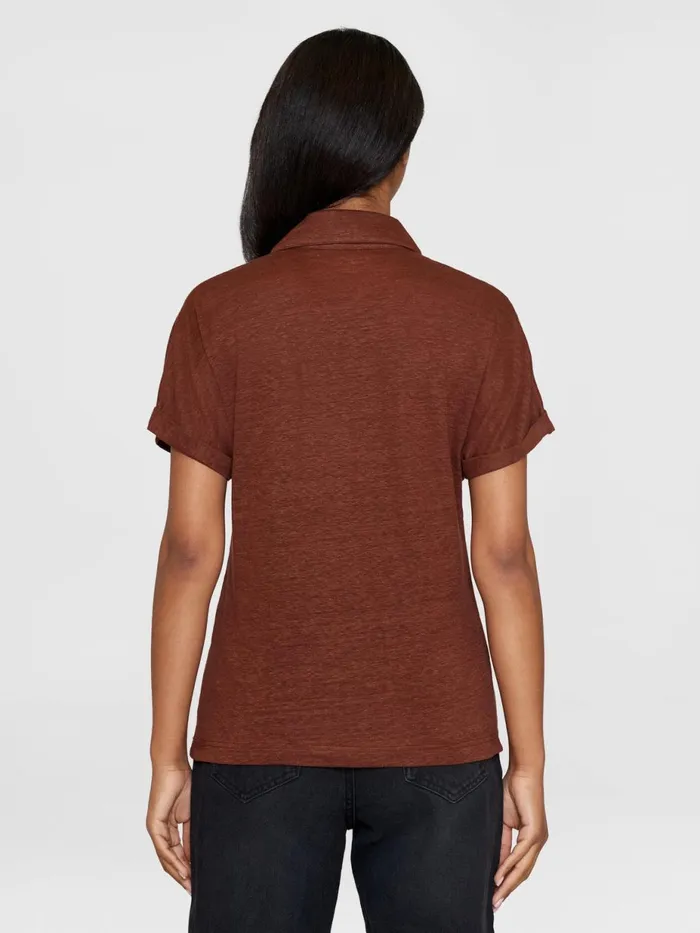 KnowledgeCotton Apparel TShirts And Tops Organic Linen Polo GOTSVegan Tiramisu 8211 Women KnowledgeCotton Apparel TShirts And Tops Organic Linen Polo GOTSVegan Tiramisu 8211 Women