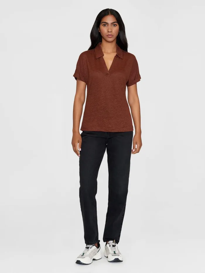 KnowledgeCotton Apparel TShirts And Tops Organic Linen Polo GOTSVegan Tiramisu 8211 Women KnowledgeCotton Apparel TShirts And Tops Organic Linen Polo GOTSVegan Tiramisu 8211 Women