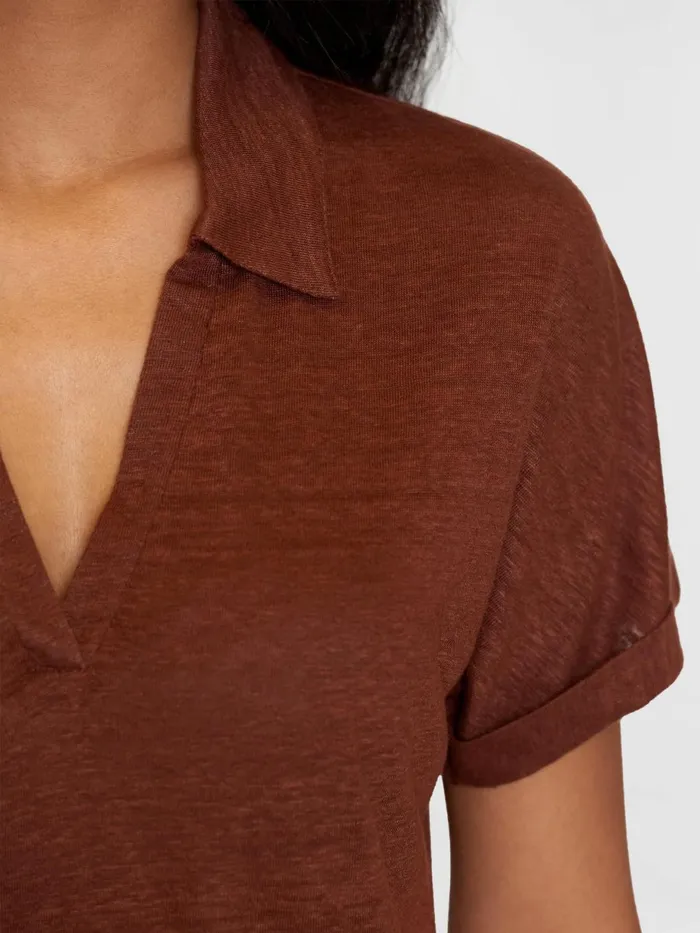 KnowledgeCotton Apparel TShirts And Tops Organic Linen Polo GOTSVegan Tiramisu 8211 Women KnowledgeCotton Apparel TShirts And Tops Organic Linen Polo GOTSVegan Tiramisu 8211 Women