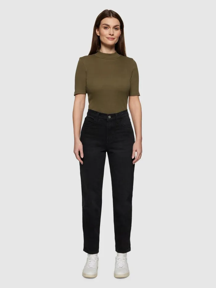 KnowledgeCotton Apparel TShirts And Tops Rib High Neck SS Dark Olive 8211 Women KnowledgeCotton Apparel TShirts And Tops Rib High Neck SS Dark Olive 8211 Women
